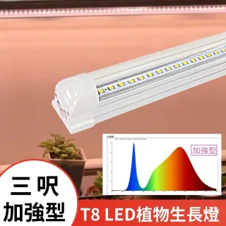 【JIUNPEY 君沛】3入組 燈管系列 T8 植物燈管 25瓦 一體式設計 3尺 燈管 加強型全光譜(植物燈)