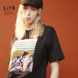【Life8】WILDMEET 探索山峰 高磅短袖上衣-黑色(61020)