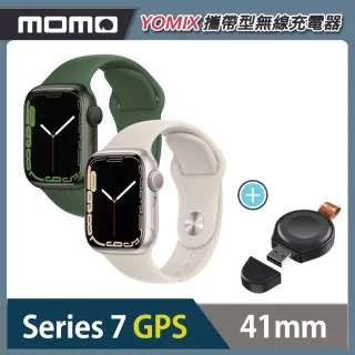【Apple 蘋果】Apple Watch S7 GPS 41mm★攜帶型無線充電器(鋁金屬錶殼搭配運動型錶帶)