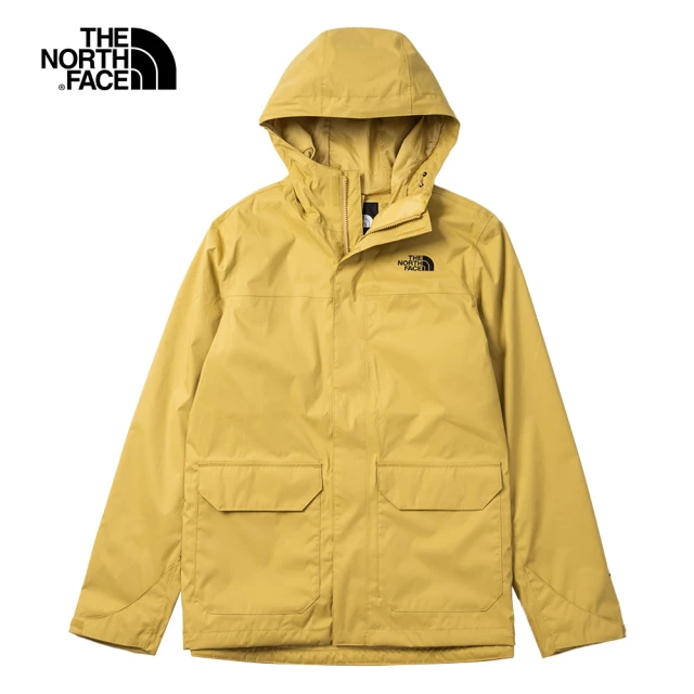 【The North Face】北面男款棕色防水透氣連帽衝鋒衣｜4NEDZSF