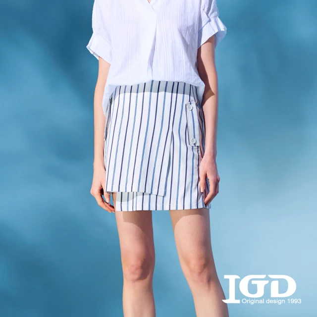 IGD 英格麗【IGD 英格麗】經典條紋造型短裙(白色)