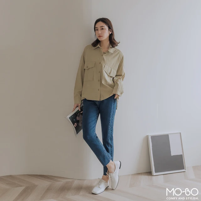 MO-BO【MO-BO】絕佳版型大口袋棉質開襟襯衫(上衣)