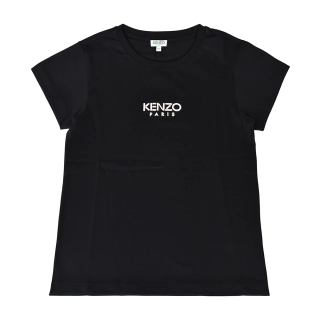 【KENZO】KENZO白字印花LOGO修身棉質短T(黑)