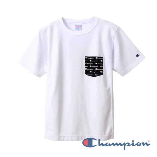 【Champion】RW草寫Logo口袋短Tee-白色-9.4oz