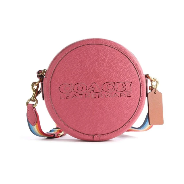 COACH【COACH】蔻馳專櫃款 KIA 撞色皮革圓餅包 粉色(C3427B4U6)