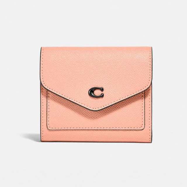 【COACH】蔻馳專櫃款 WYN 三折式零錢袋短夾 粉橘色(C2328V5S9W)