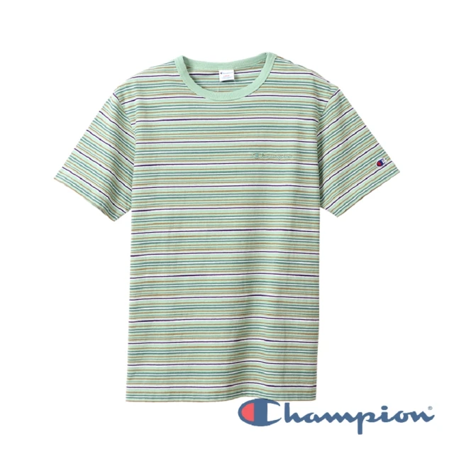 【Champion】Campus條紋短Tee-綠色