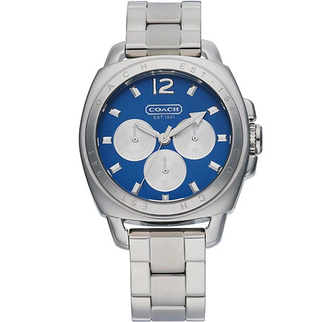 【COACH】三眼日曆時尚手錶-41mm/藍(14501442)