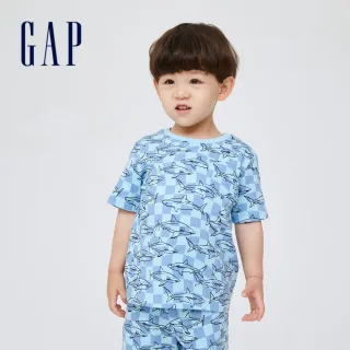 【GAP】男幼童 布萊納系列 針織短袖T恤(794614-藍色印花)