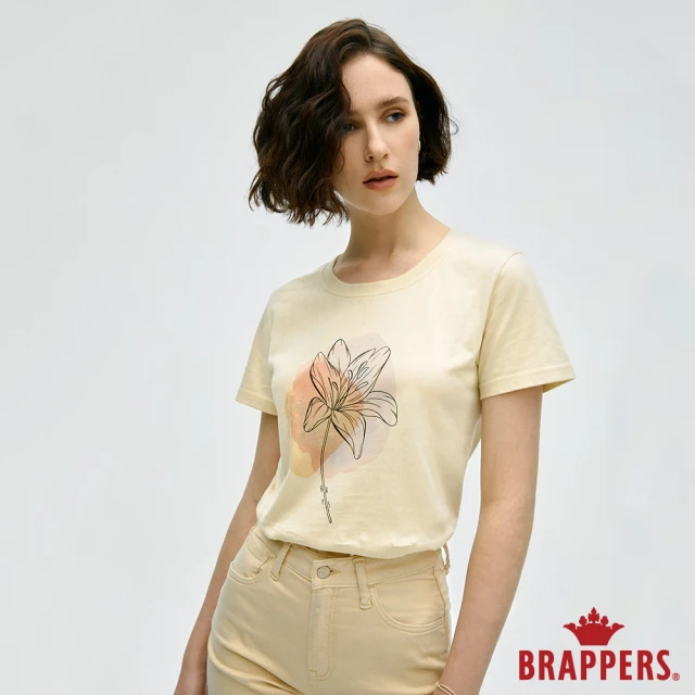 BRAPPERS【BRAPPERS】女款 渲染花卉印花T恤(奶油黃)