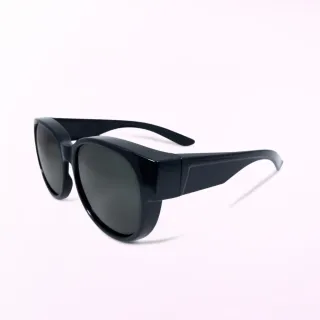 【ALEGANT】時尚象灰色圓框全罩式偏光墨鏡/外掛式UV400太陽眼鏡(外掛式/包覆式/寶麗來墨鏡/車用太陽眼鏡)