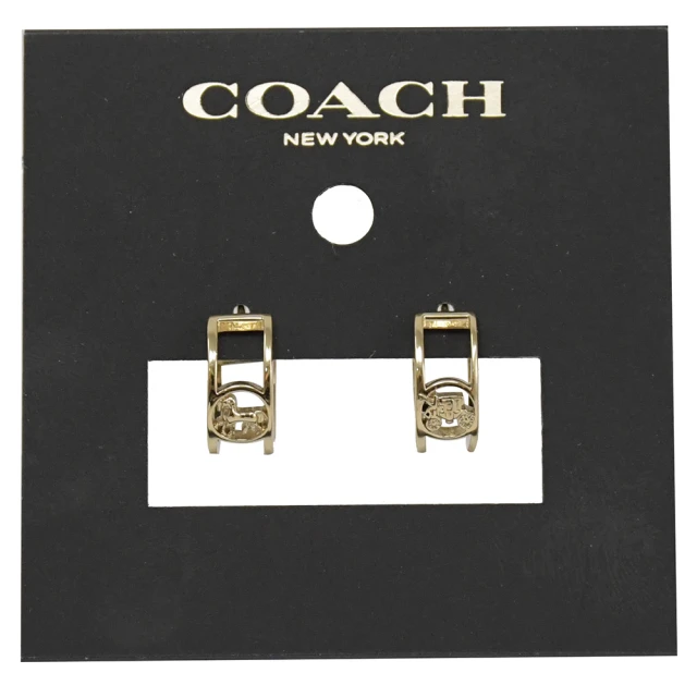 COACH【COACH】專櫃款 經典C字造型馬車LOGO時尚耳環(淡金)