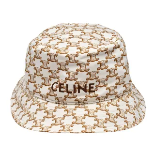 【CELINE】經典品牌LOGO標誌刺繡漁夫帽(米色2AU3A01DR-7310)