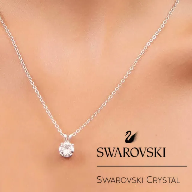 【CReAM】Doreen 璀璨施華洛世奇SWAROVSKI鋯石美鑽單鑽鍍18K白金鑽石項鍊 經典鏈墜(6mm/40+5cm)