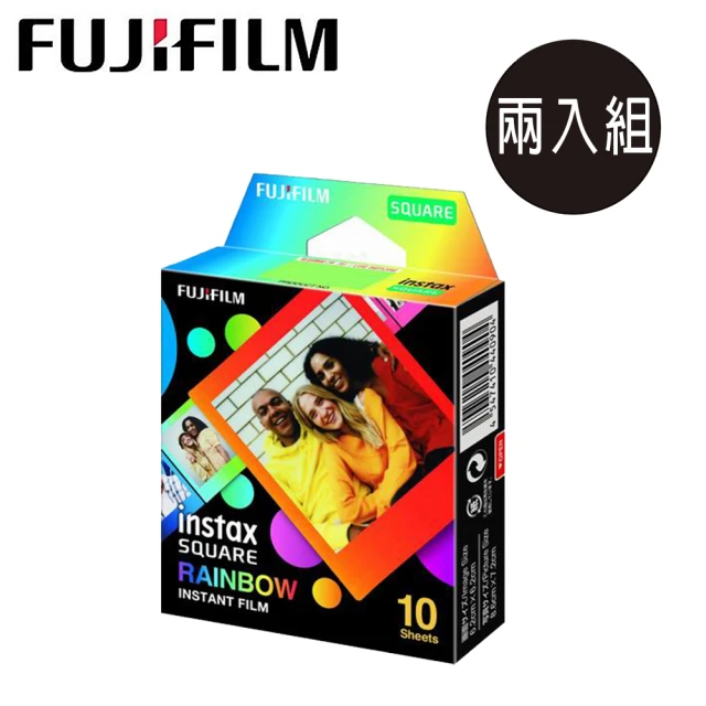 【FUJIFILM 富士】拍立得底片-彩虹方型 RAINBOW(2入組)