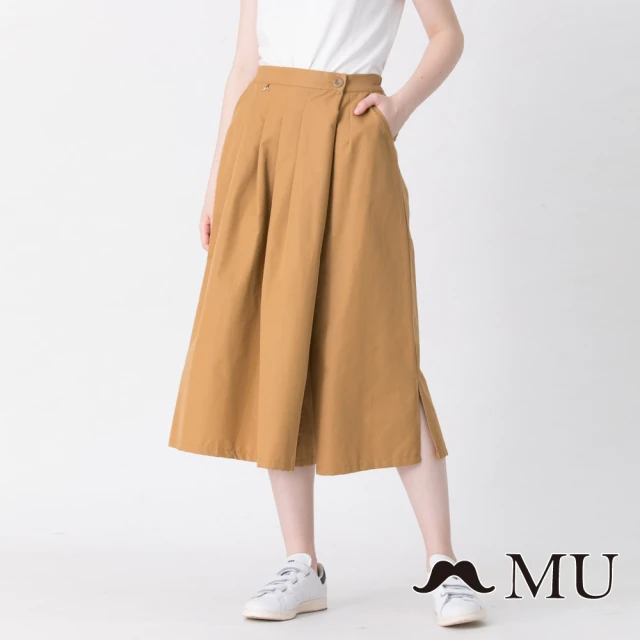 maru.a【maru.a】MU 顯瘦打摺氣質寬褲裙(咖啡)