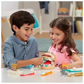 【PLAYDOH 培樂多】學習系列-鑲金小牙醫遊戲組 F1259(小孩幼兒兒童玩具/無毒黏土/醫生玩具/益智玩具/禮物)