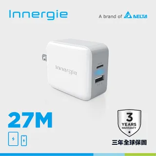 【Innergie】27M 27瓦雙孔USB-C極速充電器(ADP-27CB BTA)