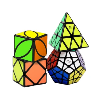 【888ezgo】魔方格異形魔方大禮盒（金字塔+斜轉型+楓葉型+五邊型+魔方秘笈）（黑邊版）（授權）
