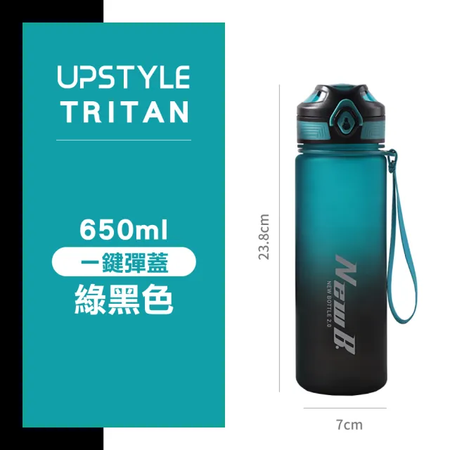 【Upstyle_2入組】美國進口Tritan材質 運動水壺2.0升級版-650ml(環保水壺 耐摔瓶 BPA FREE)