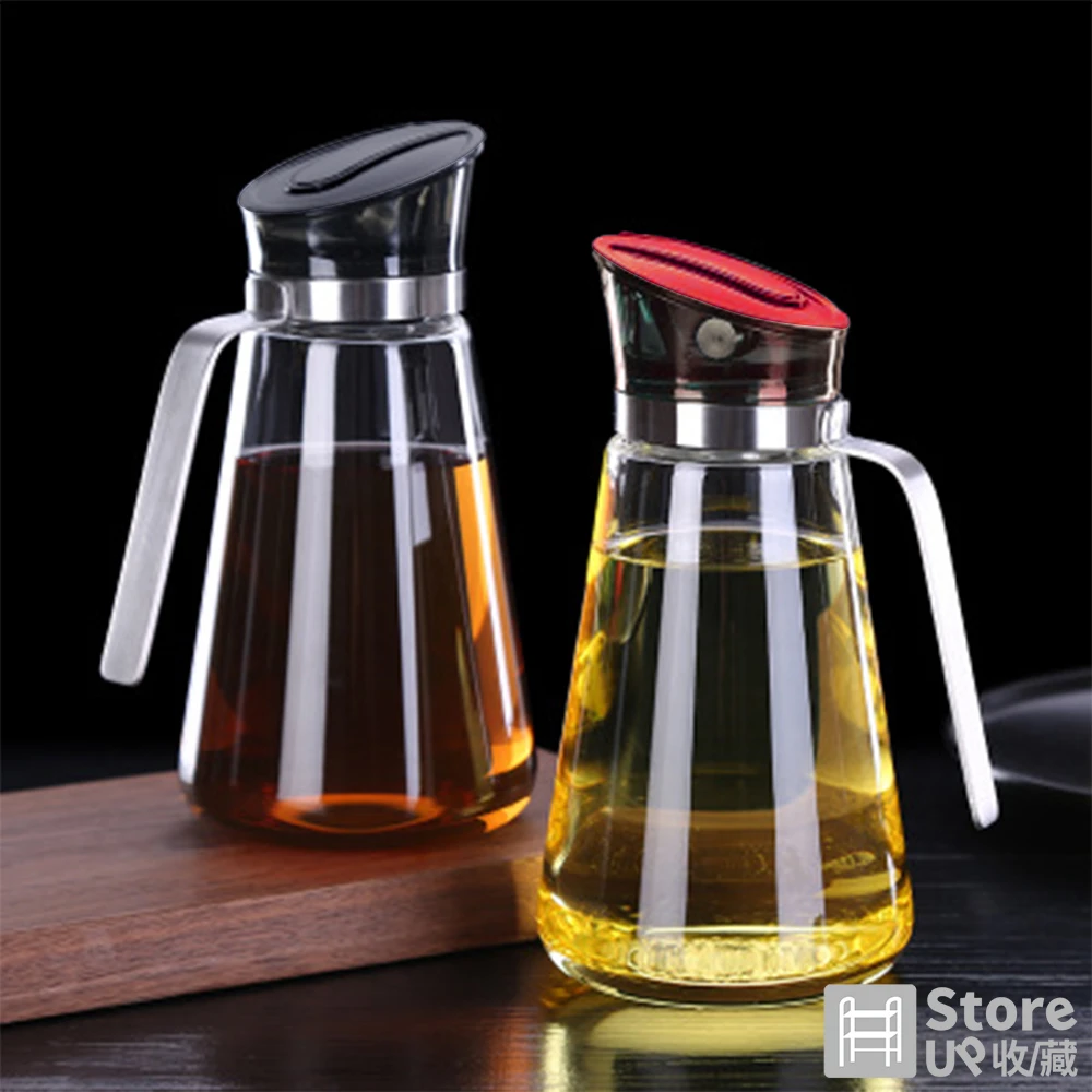 【Store up 收藏】頂級304不鏽鋼 自動開合高質感玻璃油醋瓶 醬油壺(AD116)