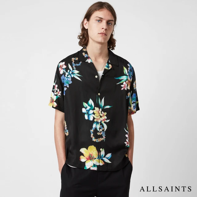 【ALLSAINTS】HANA 手繪花卉寬鬆夏威夷印花短袖襯衫(舒適版型)