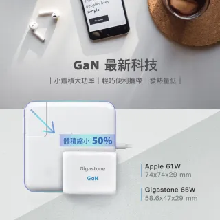 GaN 65W氮化鎵Type-C三孔急速快充充電器 + C to Lightning MFi充電線+C to C 充電傳輸線(iPhone 12/Macbook