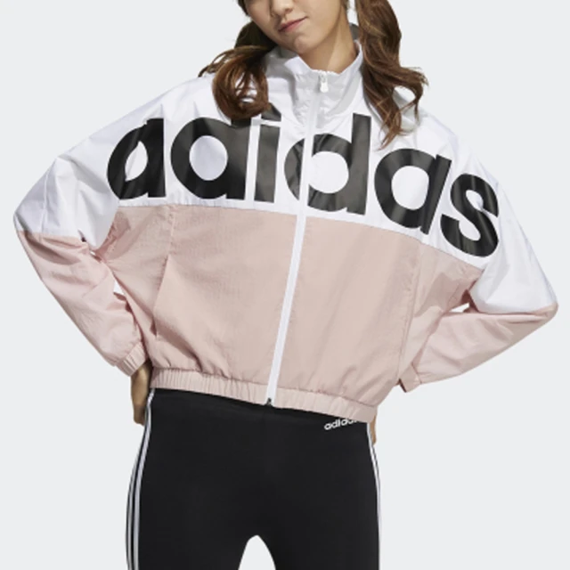 adidas 愛迪達【adidas 愛迪達】外套 女款 風衣外套 立領外套 運動 W ICONS+ TOP 粉白 H36714