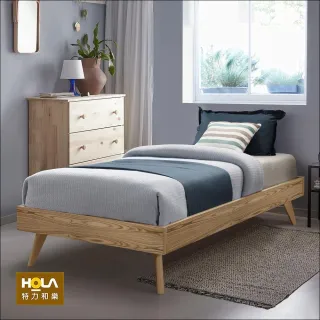 【HOLA】自然簡約單人加大3.5x6.2呎 橡木色床板 腳架型
