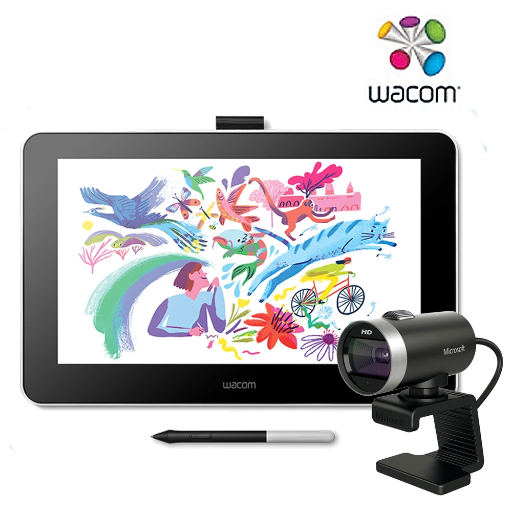 微軟網路攝影機超值組【Wacom】One Creative Pen Display 創意手寫繪圖液晶螢幕DTC133W1D