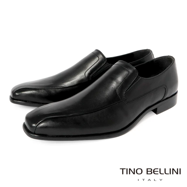 【TINO BELLINI 貝里尼】男款 微方頭牛皮紳士商務樂福鞋HM3T0013(黑)