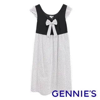 【Gennies 奇妮】復古點點不敗配色棉質洋裝(G1351)