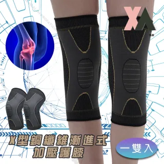 【XA】X型銅纖維漸進式加壓護膝-單隻入(加壓、支撐、緩解、複合式結構)