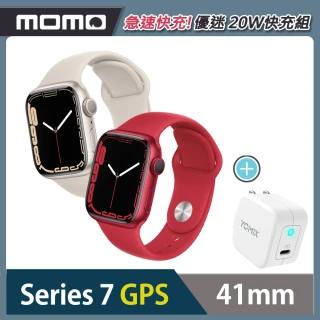 【Apple 蘋果】Apple Watch S7 GPS 41mm ★優迷20W急速快充組(鋁金屬錶殼搭配運動型錶帶)