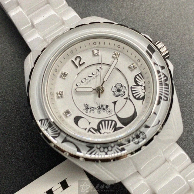 COACH【COACH】COACH蔻馳女錶型號CH00109(白色錶面白錶殼白陶瓷錶帶款)
