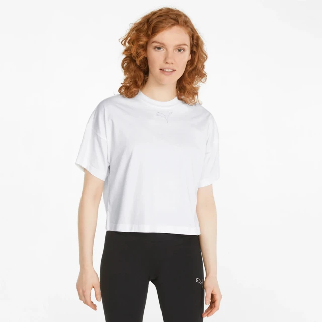 【PUMA】PUMA 短袖 休閒 運動上衣 基本系列HER 短版 T恤 女 白(84760202)