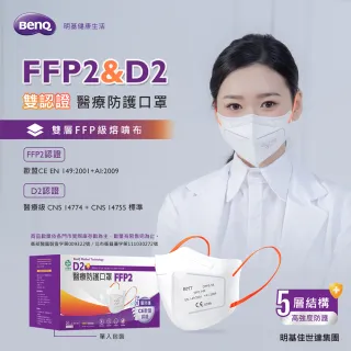 【明基健康生活】怡安 FFP2/D2雙認證 醫療防護五層立體口罩(20片/盒)