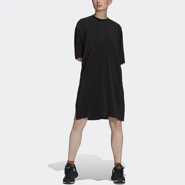 【adidas 愛迪達】連身裙 女款 連身洋裝 運動 寬鬆 三葉草 國際碼 DRESS黑 HF7549