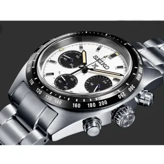 【SEIKO 精工】PROSPEX SPEEDTIMER太陽能三眼計時腕錶-黑白39mm(V192-0AF0S/SSC813P1 熊貓錶 棕熊)