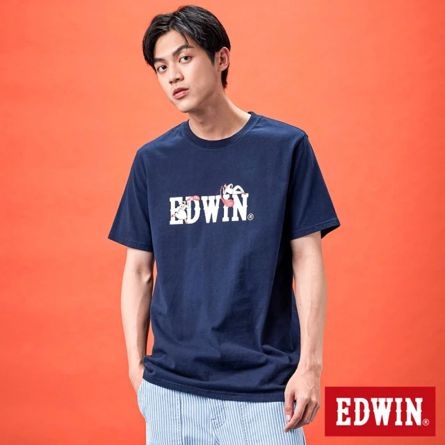 【EDWIN】網路獨家↘聊天插畫LOGO短袖T恤-男女款(丈青色)