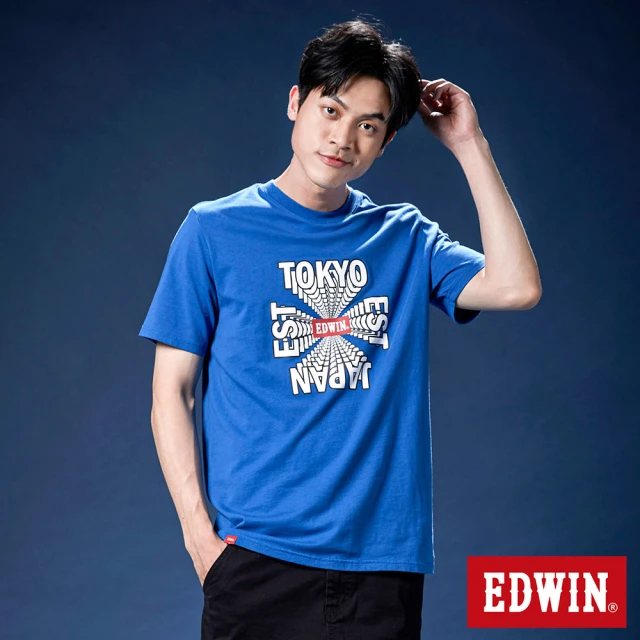 【EDWIN】網路獨家↘立體TOKYO LOGO短袖T恤-男女款(藍色)