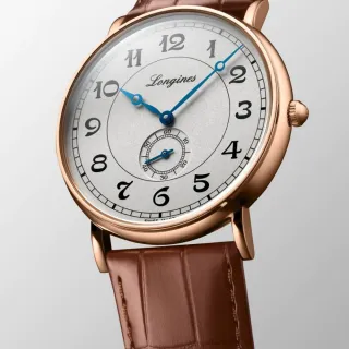 【LONGINES 浪琴 官方授權】Presence Heritage 18K玫瑰金 經典復刻機械腕錶 / 38.5mm(L4.785.8.73.2)