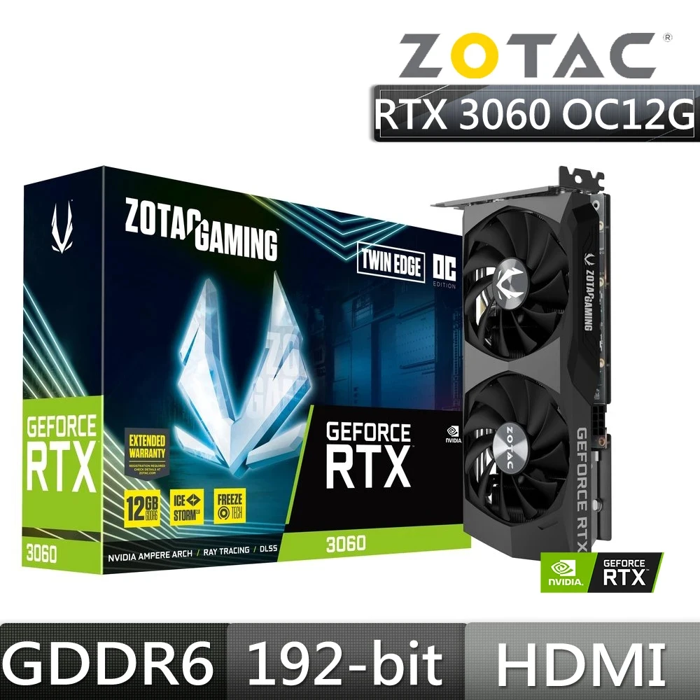 【ZOTAC 索泰】GAMING GeForce RTX 3060 Twin Edge OC