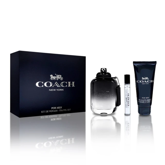 【COACH】時尚經典男性淡香水 100ml禮盒(淡香水100ML+沐浴膠100ML+隨身瓶7.5ML)