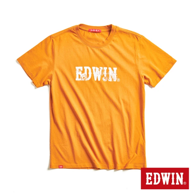 EDWIN【EDWIN】網路獨家↘手繪立扣LOGO短袖T恤-男女款(黃褐色)