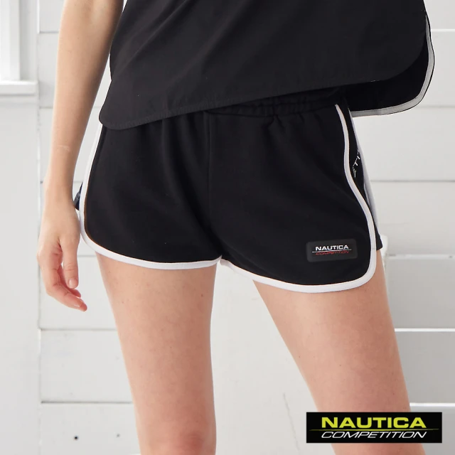 NAUTICA【NAUTICA】COMPETITION 女裝修身拼接運動短褲(黑)