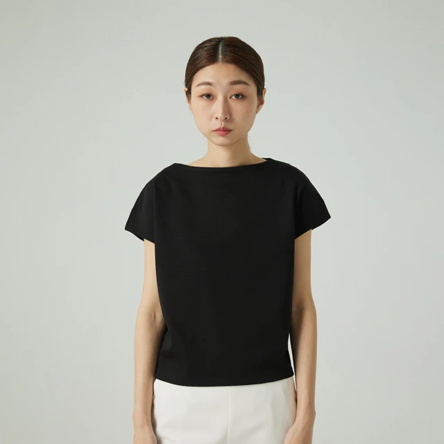 【giordano ladies】22SS_純棉法式袖上衣(黑色)