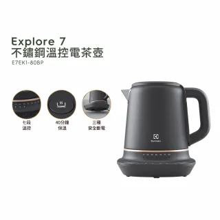 【Electrolux 伊萊克斯】1.25L輕巧美型不鏽鋼溫控電茶壺E7CK1-80BP