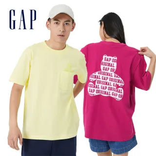 【GAP】男女同款 厚磅密織 親膚系列 Logo小熊寬鬆短袖T恤(多色可選)