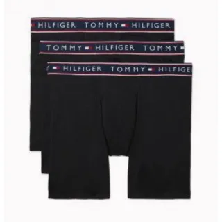 【Tommy Hilfiger】COTTON 長版四角男內褲 黑色 3件一組(ck 黑色 0921622)